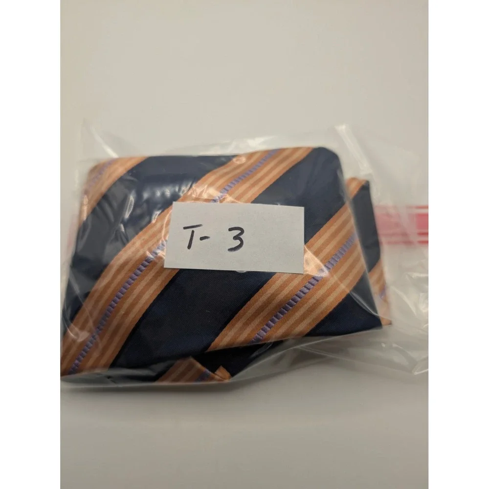 Stafford Necktie Mens Blue Orange Signature Striped Traditional Silk Blend
